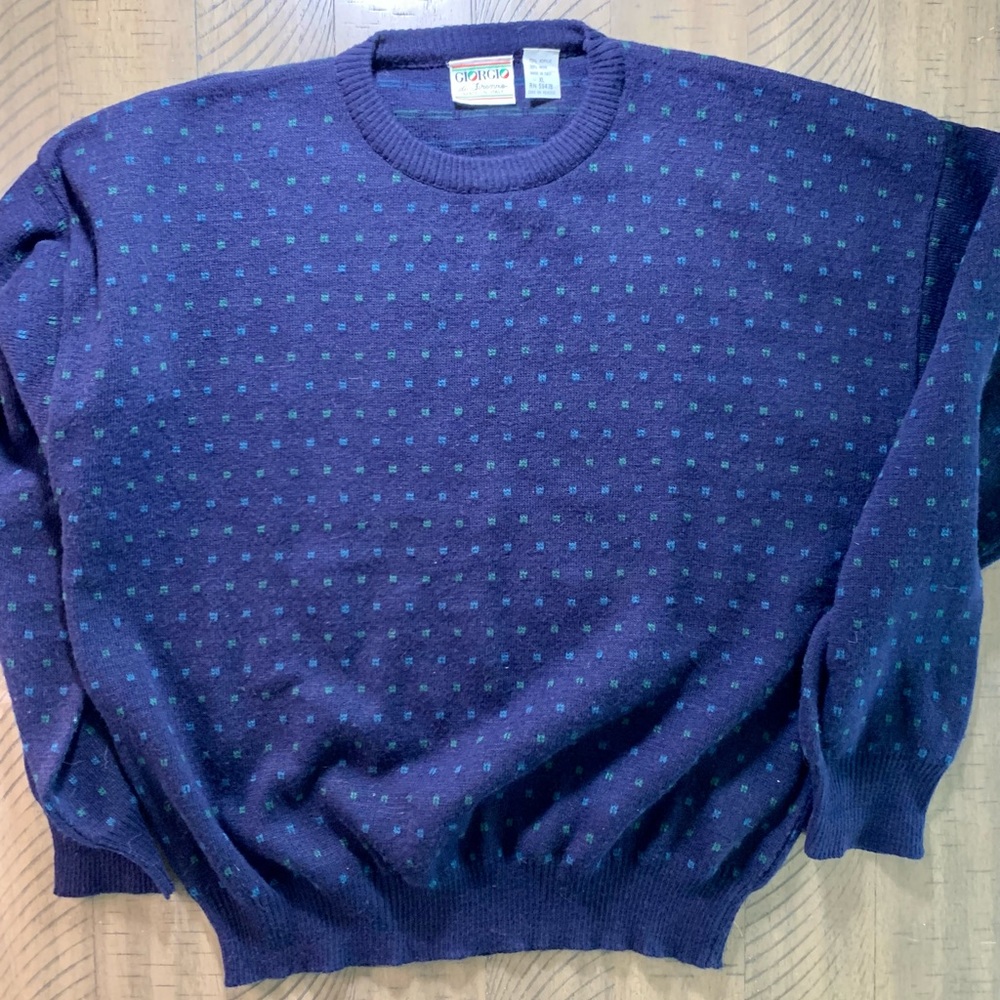 80s Giorgio di Firenze acrylic/wool sweater Men’s sz XL Made in Italy blue green